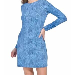 IBKUL‎ Blue Snake Skin 1/4 Zip SPF 50+ Long Sleeve Dress Size Medium